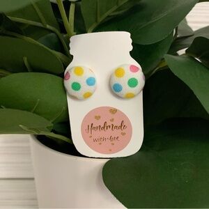PASTEL Polkadot Button Earrings, Easter Earrings, Handmade
